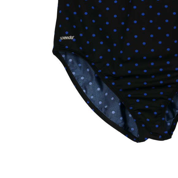 Speedo One Piece Swimsuit Womens Size 18 Black Blue Polka Dot Lightly Padded Bra - Picture 4 of 11